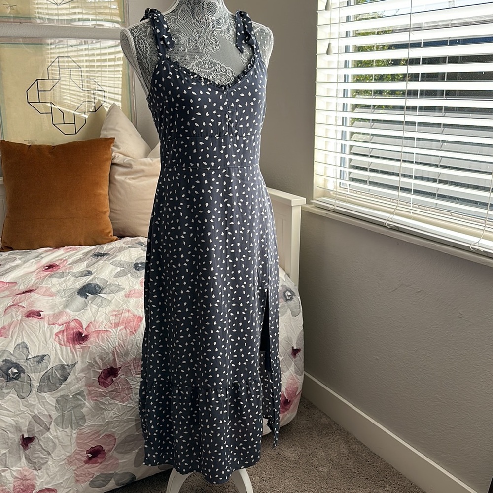 New Abercrombie slit front tie shoulder long maxi dress